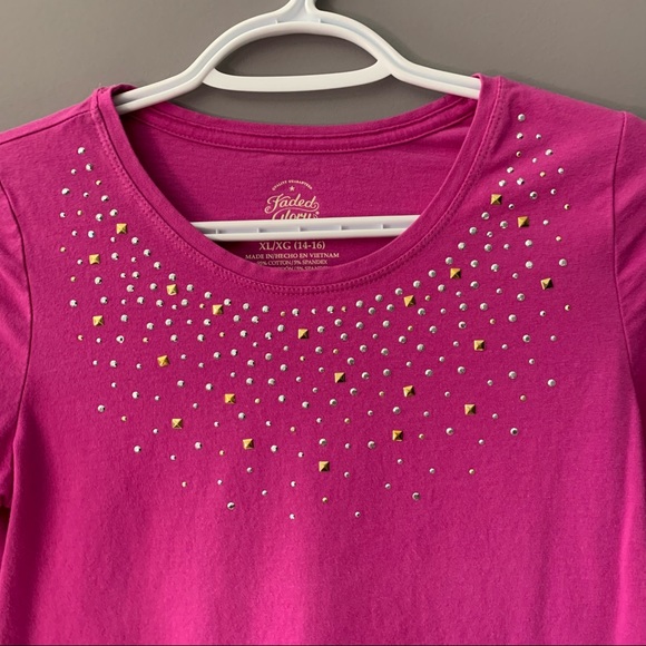Faded Glory Kids XL Cotton Pink Sparkly Long Sleeve - Picture 3 of 9
